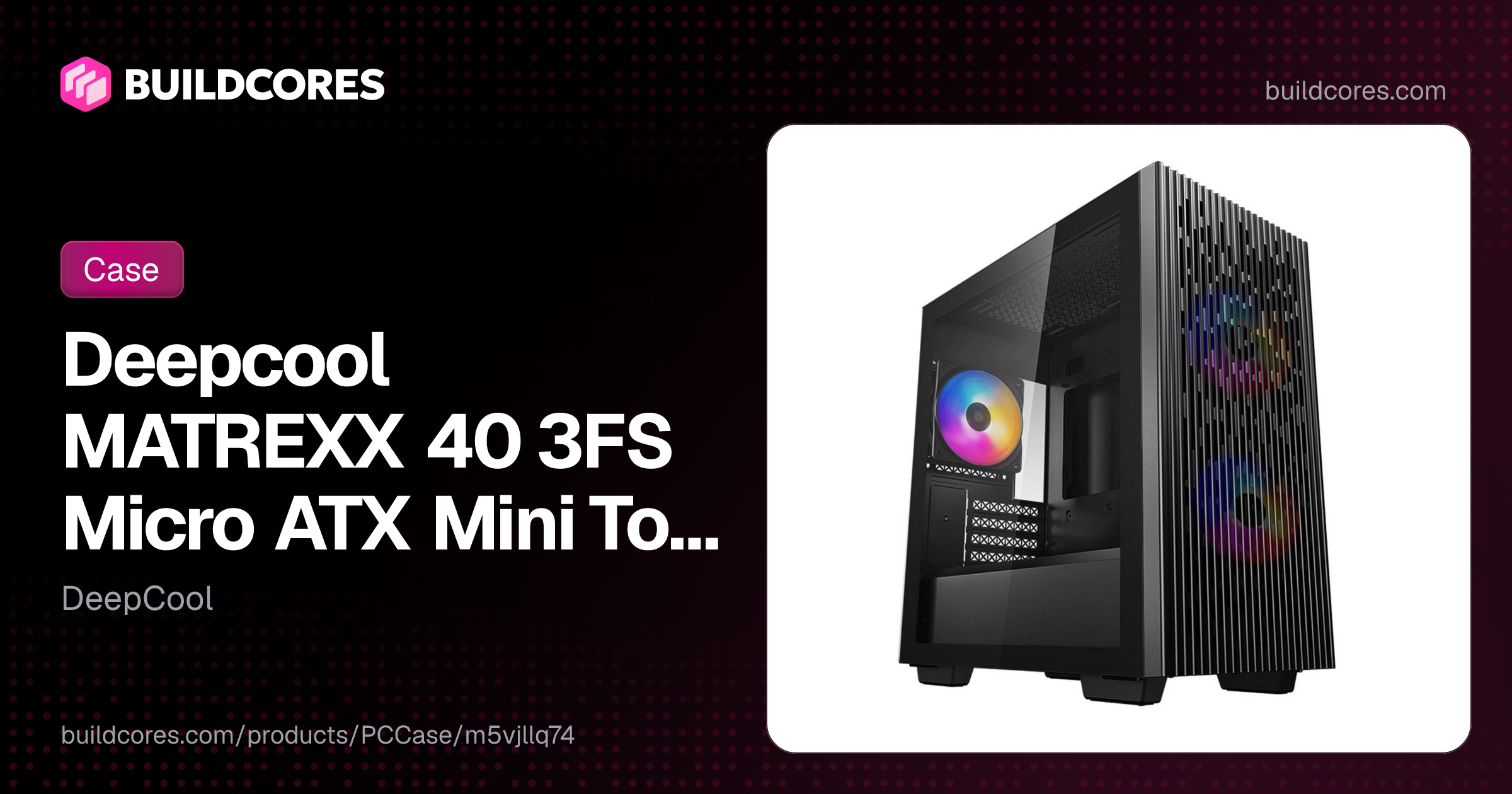 Deepcool MATREXX 40 3FS Micro ATX Mini Tower Black with Tempered Glass ...