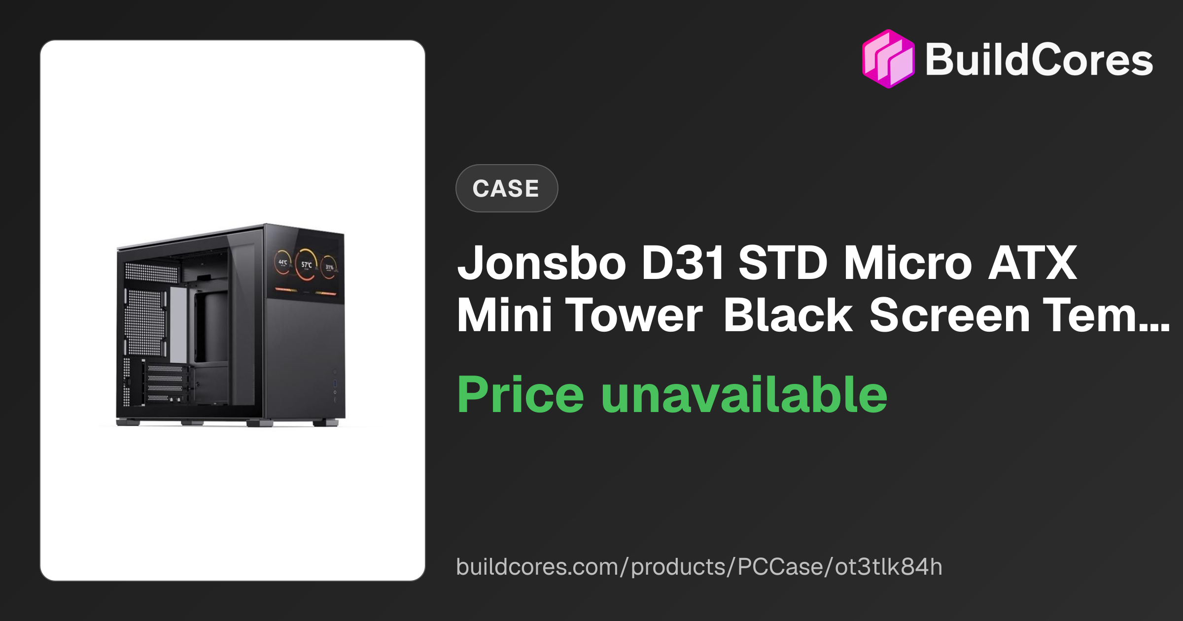 Jonsbo D31 STD Micro ATX Mini Tower Black Screen Tempered Glass ...