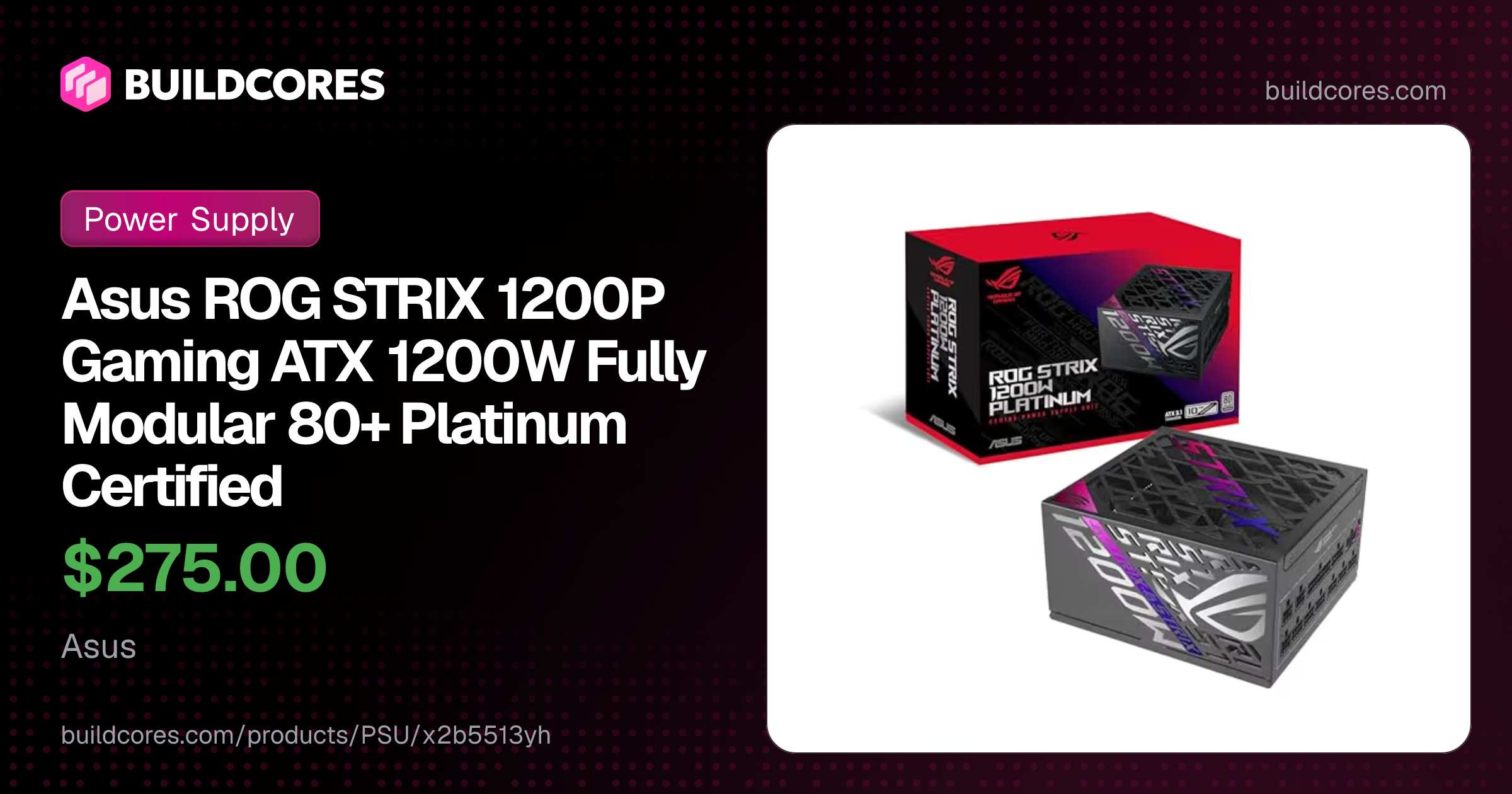 Asus ROG STRIX 1200P Gaming ATX 1200W Fully Modular 80+ Platinum ...